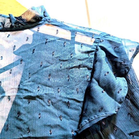 Laundry By Shelli Segal Tops - Laundry by Shelli Segal Dark Teal Yareli Ruffle, Embellished Blouse. Small